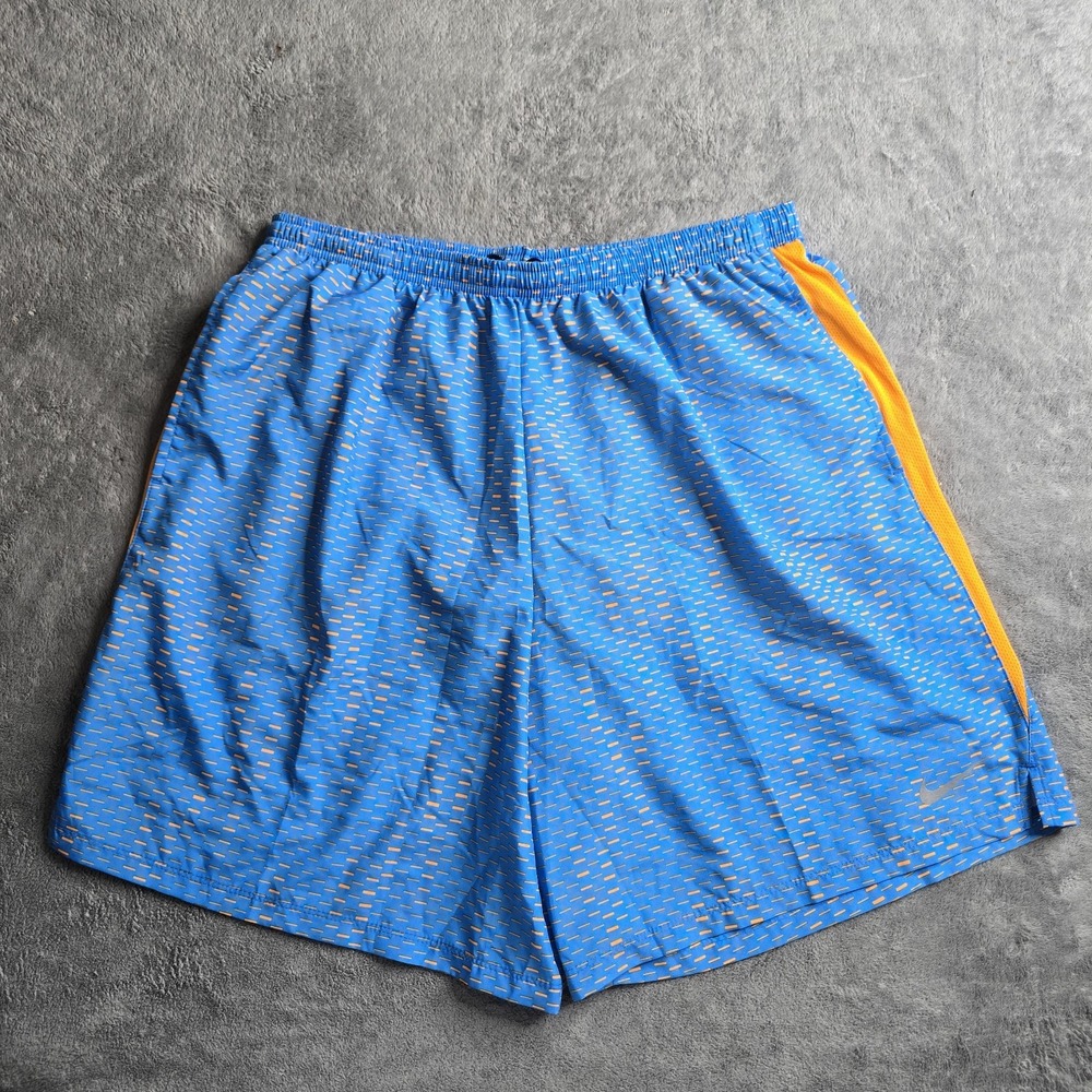 Nike Running Shorts Mens XL Blue Orange Dri Fit Challenger Brief Lined 717944